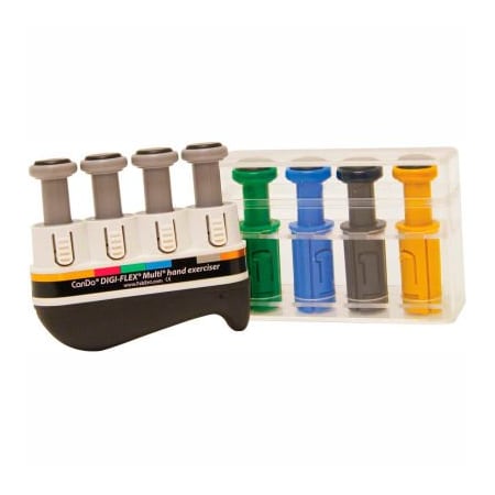 Fabrication Enterprises Digi-Flex Multi Hand Exerciser, Progressive Starter Pack, Silver & 4 Additional Buttons 10-3746S